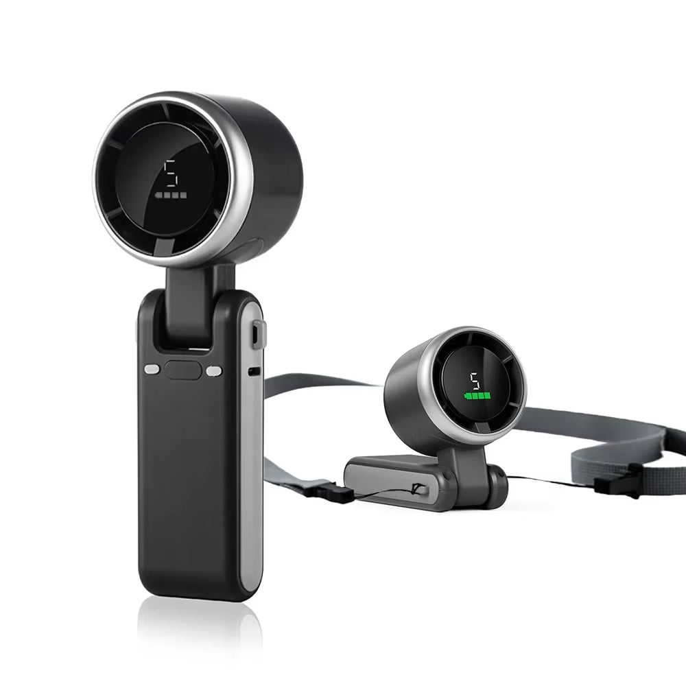 Portable Mini Handheld Fan - 5-Speed Turbo USB Rechargeable, Foldable Bladeless Pocket Fan with Large Battery for Outdoor/Travel