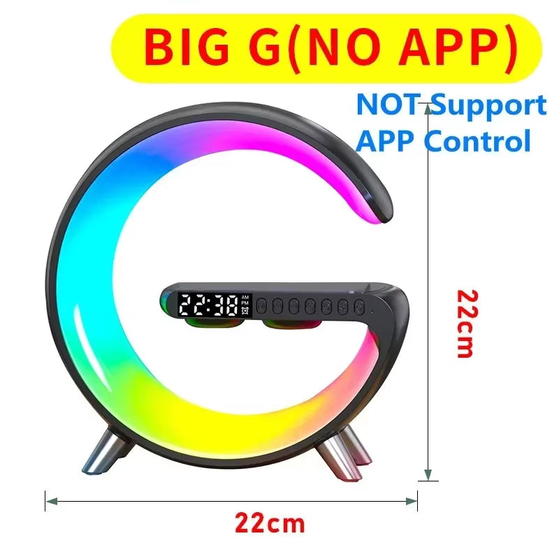 RGB Night Light Lamp Multifunction Alarm Clock TF Blueotooth Speaker 15W Wireless Charger Station Pad for Iphone 15 14 13 12 8