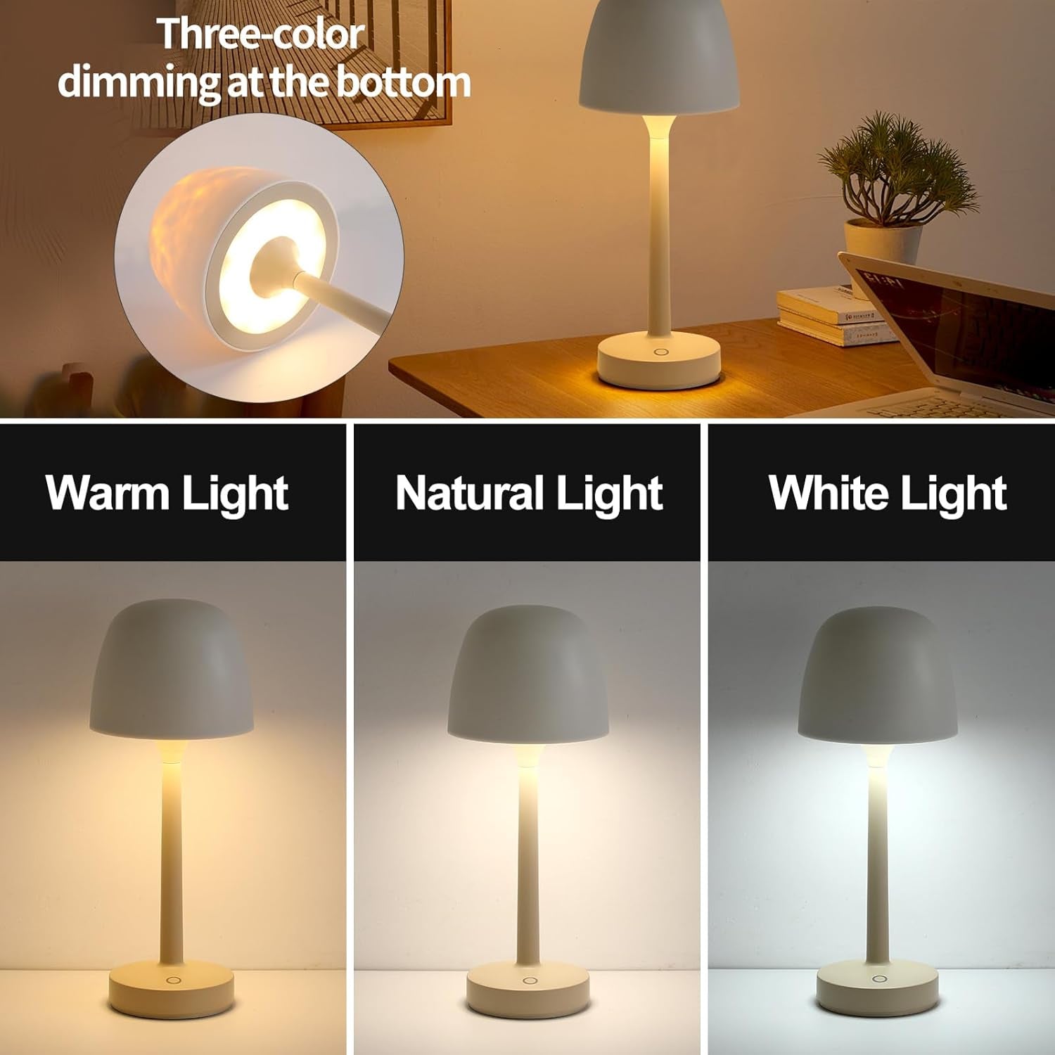 RGB Ocean Wave Projector Table Lamp, USB Rechargeable Cordless Night Light with Remote Control, Dimmable Touch Desk Lamp for Bedroom, Living Room, Kids Room